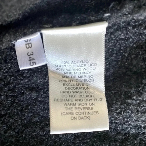 SUSAN BRISTOL Merino Wool Charcoal Grey Pearl Embellished Evening Jacket Size 2W - Picture 6 of 7